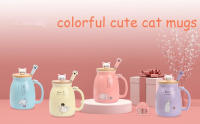 Taza De Té Kawaii Con Gato Cerámica De 16 Oz Taza De Café Con Tapa Y Cuchara Estilo Japonés Regalos Nuevos Para Mujeres Amantes De Los Gatos - details 0