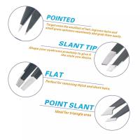 Juego De 4 Pinzas Profesionales De Acero Inoxidable Para Cejas Precisión Grande Para Vello Facial Splinter Y Engranado - details 4