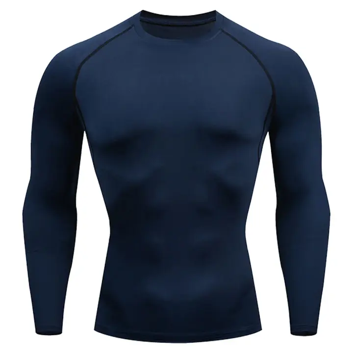 Camiseta De Compresión Para Hombre Con Manga Larga Secado Rápido Running Fitness Gimnasio Deporte Al Aire Libre Camiseta Talla Grande - 1