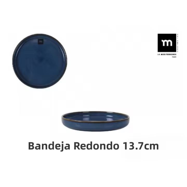 MAXHOME-La Mediterránea Bandeja Redonda Chester Azul,Set de 4,8 piezas de Platos Porcelana,plato de cena,plato para carne,Pasta, bandeja,Varios medidas - 1
