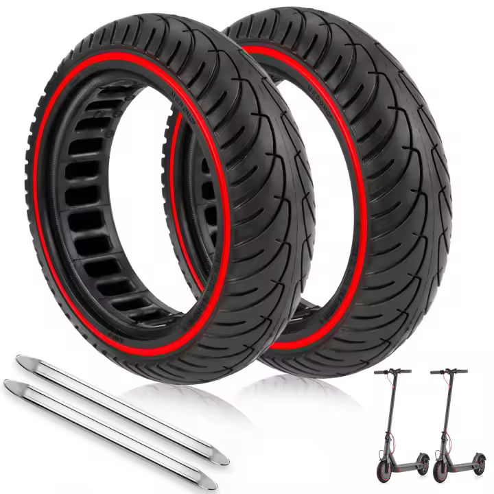 ANSENI Ruedas Macizas linea roja para Patinete Eléctrico 8.5Pulgadas,Neumáticos de Alta Elasticidad,Repuesto Antipinchazos Compatible con Xiaomi M365,1S,Pro 2,Essential , Cecotec Serie A - 1