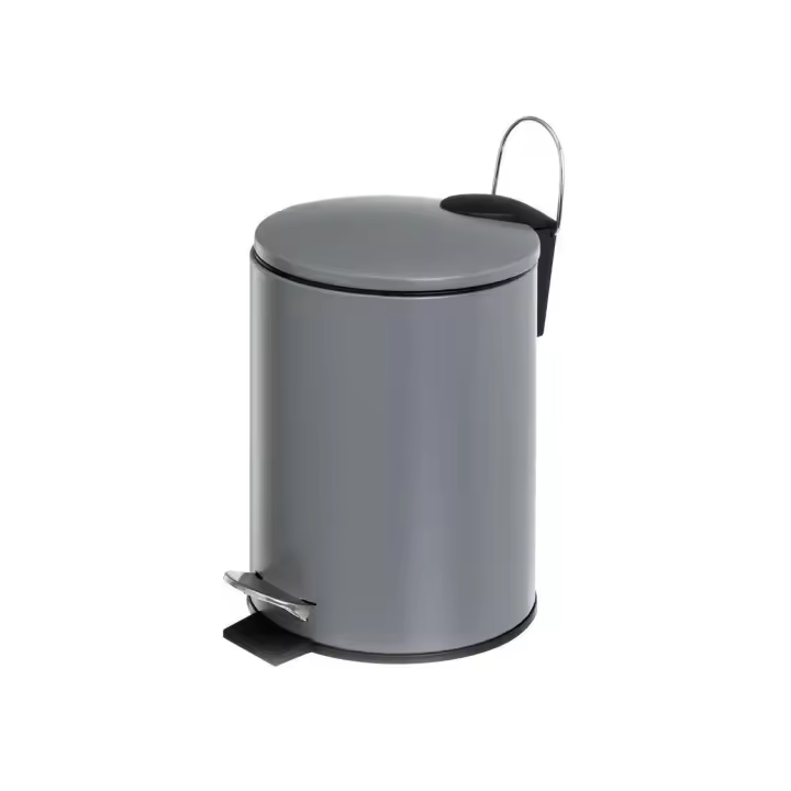 Dcasa Papelera de baño gris mate metal de 3 Litros con pedal y asa, cubo extraíble para cuarto de baño, cocina o escritorio - 1
