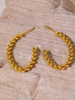 316L 304L de Maple inoxidable de Rosca de Aro Pendientes de las mujeres de la joyería de regalo Twisted Pierce Geométrico Irregular Pendientes de moda - details 5
