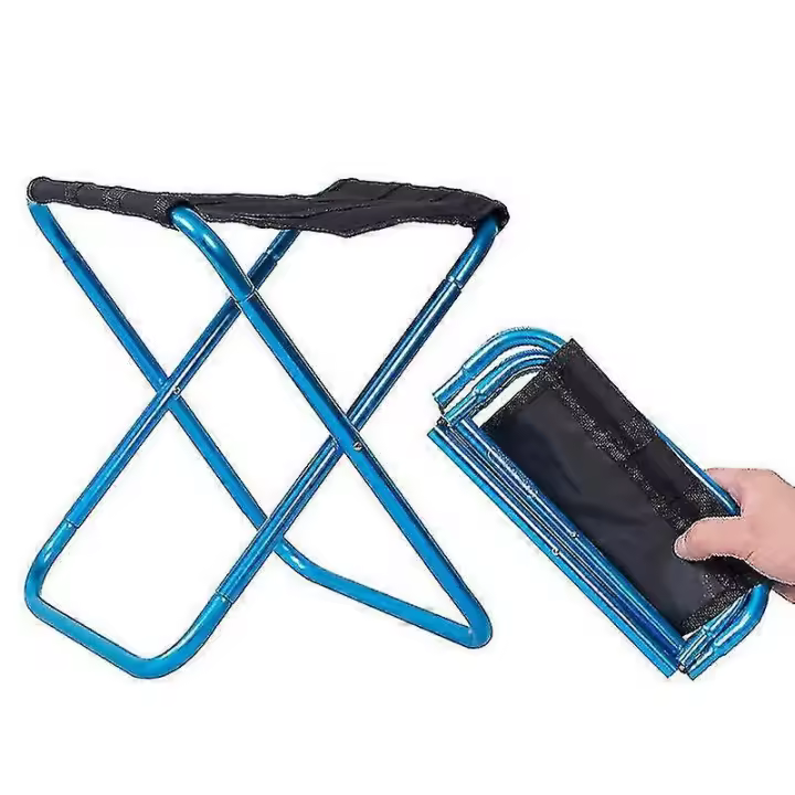 Silla Plegable Al Aire Libre Que Acampa Taburete Silla De Pesca Portátil Silla De Viaje Ligero-Azul - 1
