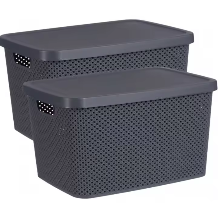 TIENDA EURASIA - Pack de 2 Cajas Organizadoras con Tapa, Almacenaje de Plastico con Tapa, Cajas Decorativas, Diseño Transpirable - 1