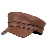Gorro Militar De Cuero PU Para Mujeres Moda Otoño Invierno Beret Plano Casual Unisex Para Exteriores Y Pintores - details 9