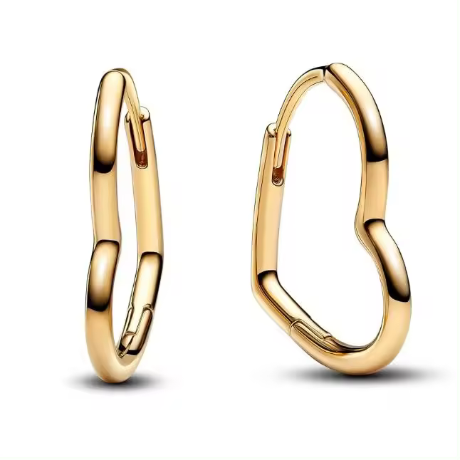 Pandora Moments 268307 C00 - Pendientes de Plata de Lei with forma de corazón asimétrico y aleación Chapada en oro, Talla única, Plata de Lei, Sin Piedra Preciosa, viene con El original embalaje de Caja de Giunte. - 1