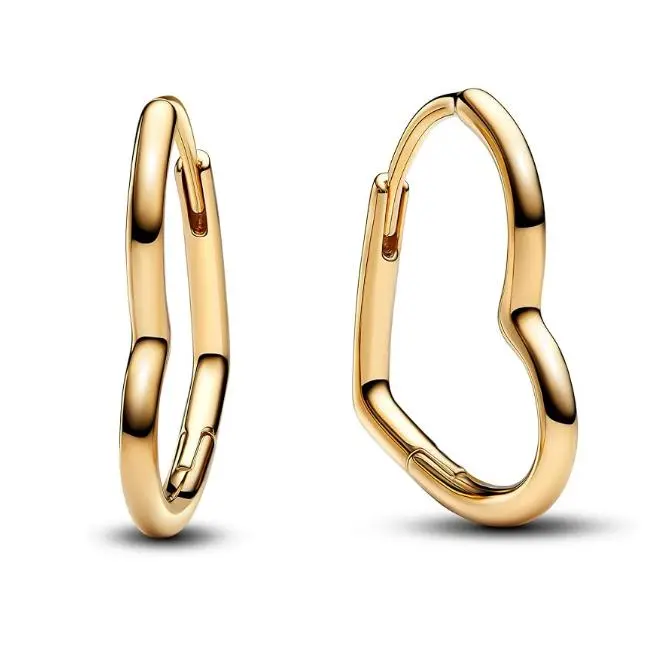 Pandora Moments 268307 C00 - Pendientes de Plata de Lei with forma de corazón asimétrico y aleación Chapada en oro, Talla única, Plata de Lei, Sin Piedra Preciosa, viene con El original embalaje de Caja de Giunte. - 1