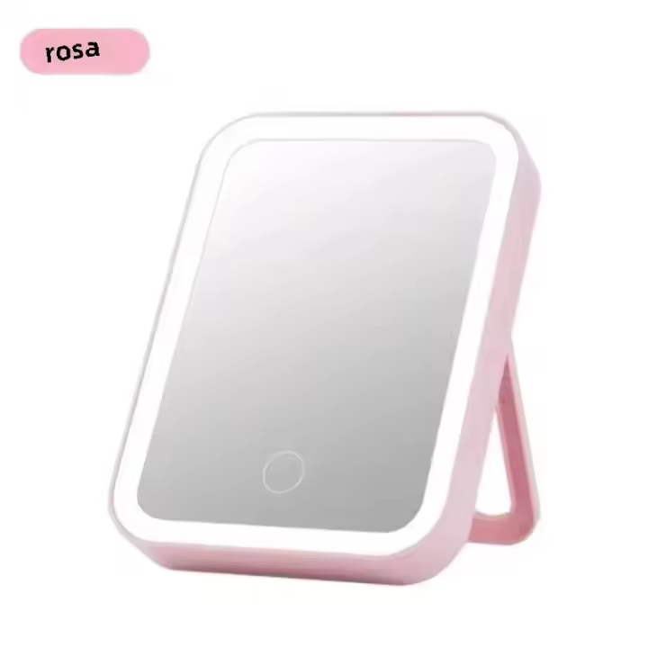 Espejo De Maquillaje Portátil Recargable USB Con Pantalla Táctil LED Espejo De Vestíbulo Con Función De Ajuste De Brillo - 1
