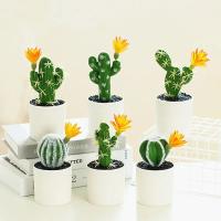 Mini Cactus Artificial Falsa Suculentas Plantas Verdes Para Decoración De Escritorio Hogar Jardín Hotel Accesorios Decorativos - details 1