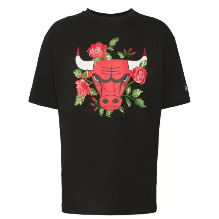 Camiseta Chicago Bulls "Floral Graphic" Oversized New Era en Negro - 1