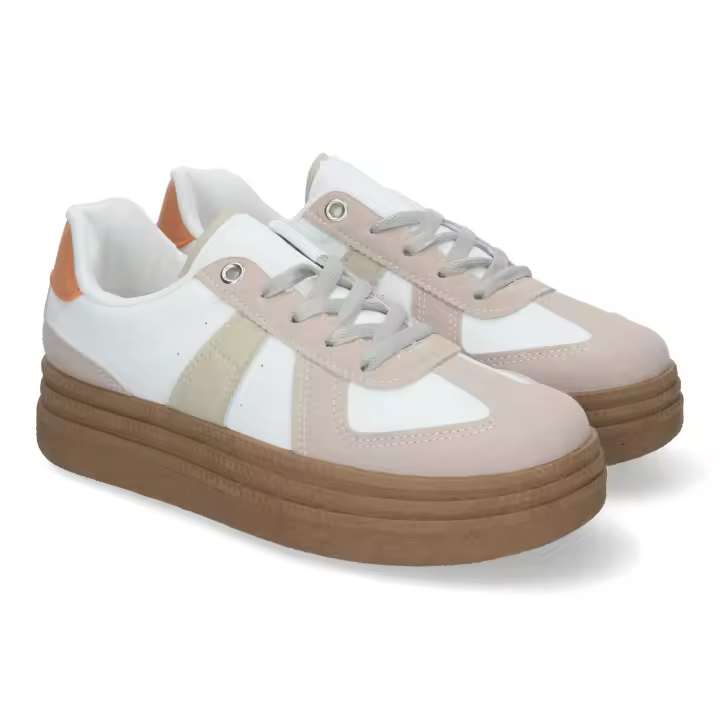 PuntoSalao Zapatillas deportivas cómodas elegantes con plataforma color blanco mujer 7590 - 1