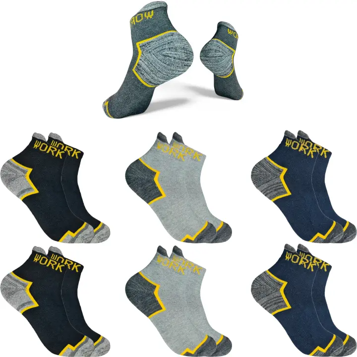 Calcetines de Trabajo Hombre Cortos, Calcetines Tobilleros Aptos para Botas de Seguridad, Con Materiales Mejorados para mayor Durabilidad y Seguridad (6Pares) - 1