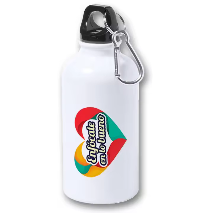 MERCHANDMANIA Bidón 400ml metálico frase motivadora psicologia positiva positividad para viaje y deporte - 1