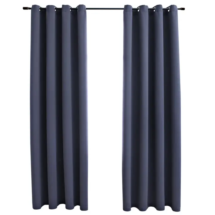 vidaXL 2x Cortinas Opacas con Anillas Metal 140x245cm Decoración Hogar Color Beige,  Gris,  Negro y mas - 1