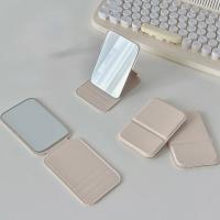 Desktop Makeup Mirror Solid Color PU Leather Simple Portable Handheld Makeup Mirror Foldable Student Compact Cute Pocket Mirror - details 6