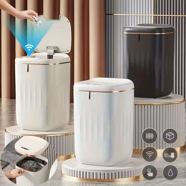 Bandeja Inteligente Recargable Grande 20/22L Para Cocina Dormitorio Sala De Estar Con Tapa Y Contenedor De Basura Toque Sin Contacto Ecológico - 1