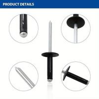 50pcs Clavos De Ojo De Bola Trifolios De Aluminio Negros Y Plateados Para Decoración Interior De Coches Diámetro 3/16 Con Gran Flanco - details 3