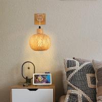 Lámpara De Pared De Bambú Natural Tejido a Mano E27 Lámpara De Techo De Cesta De Rattan Decoración De Habitación Luz De Fijación En La Pared - details 6