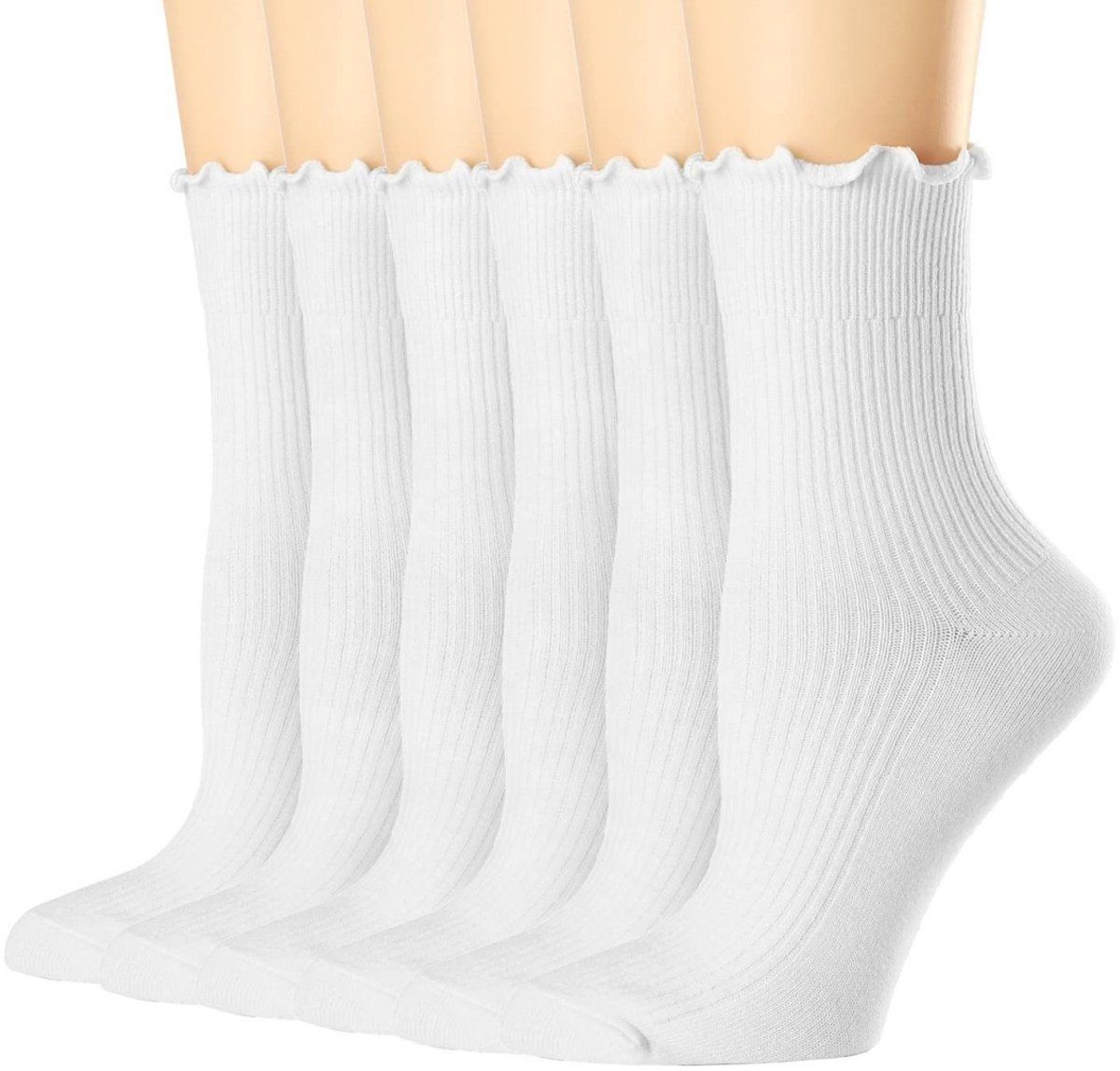 Om Home pares de calcetines de algodón de punto para mujer - calcetines tobilleros informales de algodón - calcetines con volantes - calcetines deportivos informales - tallas 35-40
