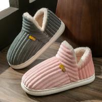 Zapatillas De Terciopelo Suave Para Parejas Estilo Invierno Antideslizantes Cálidas Sandalias Casuales Para Hombres Y Mujeres Zapatos De Algodón Para El Hogar - details 4