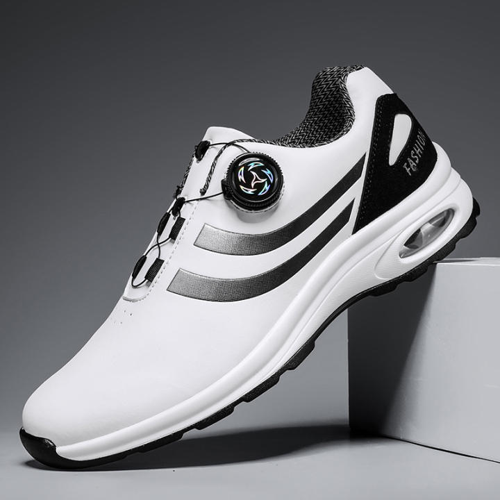 Zapatos De Deporte Casual Para Hombre Moda Verano Antideslizantes Resistente Al Desgaste PU Cuero Impermeable Con Almohadilla Absorbedora De Choque Suave Estilo De Golf Con Hebilla Espiral Malla Interna Transpirable
