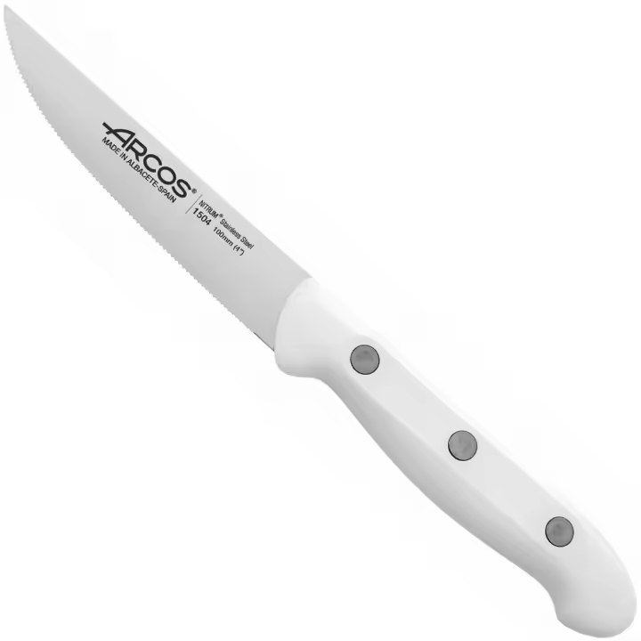 ARCOS Artika - Cuchillo Chuletero (100 mm) - Hoja de Acero Inoxidable Nitrum® - Mango Blanco de Polipropileno (PP) - 150424 - 1