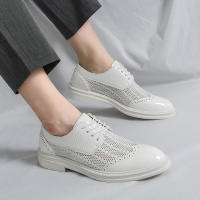 Zapatos Derbys Para Hombre En Cuero Patentado Blanco Formal Clásico Y Moderno Para Fiesta Y Negocios Zapatos Largos De Diámetro Medio - details 7