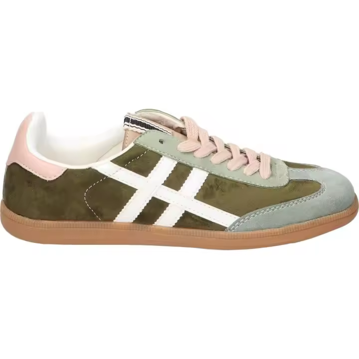 CORINA | Zapatillas bajas Corina para Mujer – Deportiva Casual en Color Verde y Detalles en Blanco y Rosa – Sneaker con Cierre de Cordones – Estilo Casual – Cómodas y Ligeras – Versátiles – Modelo M5075 - 1
