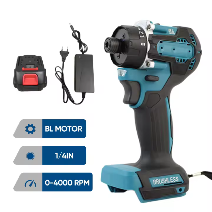 destornillador eléctrico inalámbrico, herramienta eléctrica sin escobillas, 23 + 1 Torque, 1/4 pulgadas, 180N.m, para batería Makita de 18V - 1
