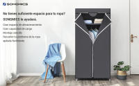SONGMICS Armario Plegable de Tela con Barra de Colgar, Organizador para Ropa, Zapatos, Juguetes -  Ahorra Espacio 75 x 45 x 160 cm - Gris/Negro - - details 0