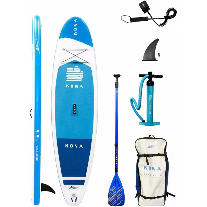 Tabla de Paddle Surf inflable Kona Shore 10.8 con remo - Paddleboard con accesorios esenciales para uso y transporte - Para adultos - Tabla de remo de pie - Completa - 325 x 81.3 x 15 cm. - 1