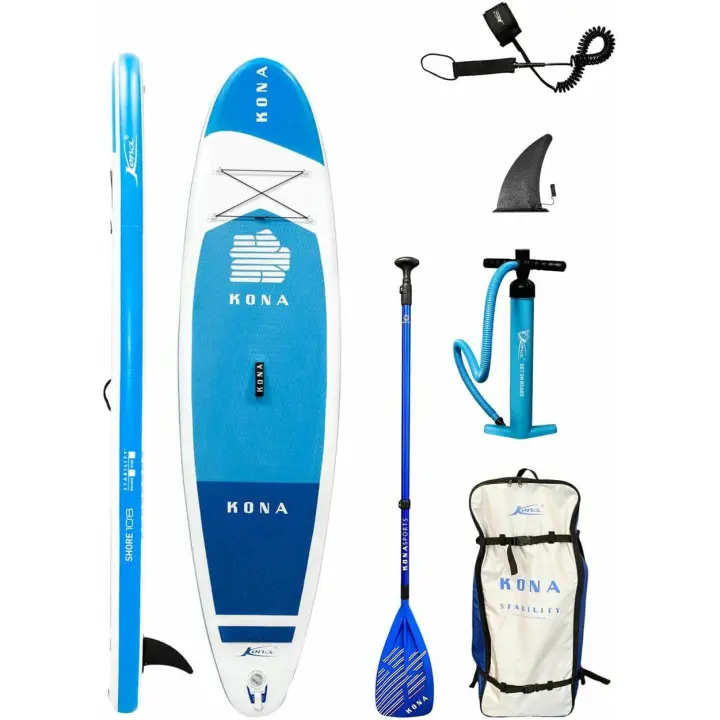 Tabla de Paddle Surf inflable Kona Shore 10.8 con remo - Paddleboard con accesorios esenciales para uso y transporte - Para adultos - Tabla de remo de pie - Completa - 325 x 81.3 x 15 cm. - 1