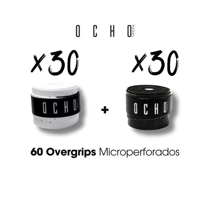 Ocho Pádel OverGrips Microperforados / Lisos  Blancos y Negros  60 Unidades - Alta Calidad - 1