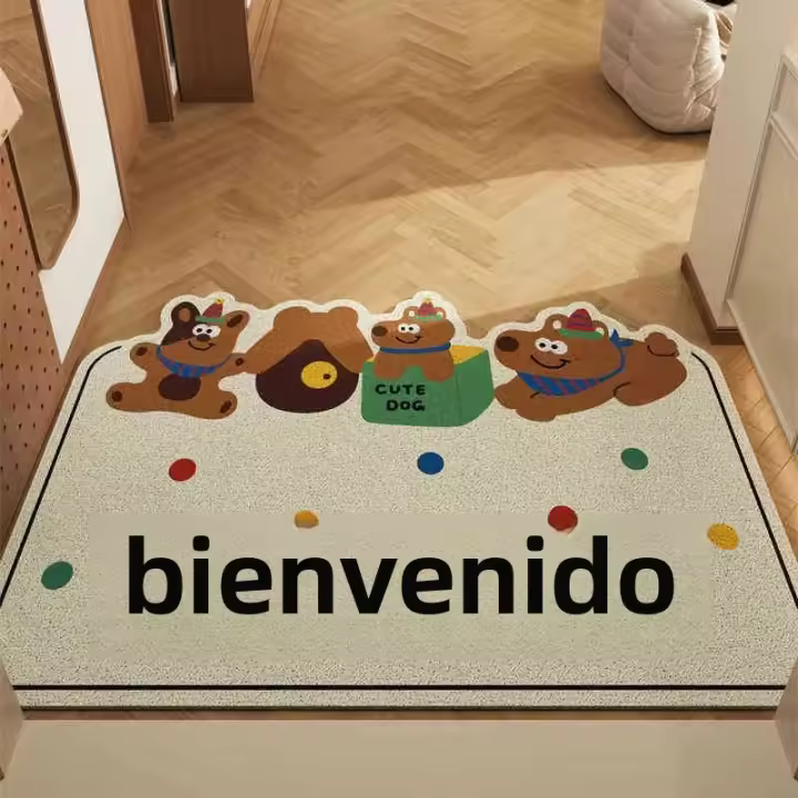 VIKAMA Alfombra De Baño De Goma De Caucho Con Diseño De Oso De Dibujos Animados Resistente a La Suciedad Y Antideslizante Para Cocina Y Sala De Estar Decoración De Hogar - 1