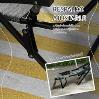 Outsunny Tumbona Plegable Tumbona de Jardín con Respaldo Ajustable en 4 Niveles Orificio de Lectura y Reposacabezas para Terraza Piscina 194x72x31 cm - details 5
