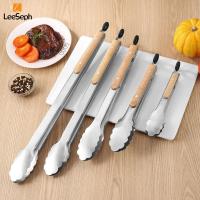 Pinzas De Alimentos Leeseph De Acero Inoxidable Para Cocina Barbacoa Y Asado Con Mango De Madera Resistentes Al Calor Y Fáciles De Limpiar Tamaño 7-16 Pulgadas - details 1
