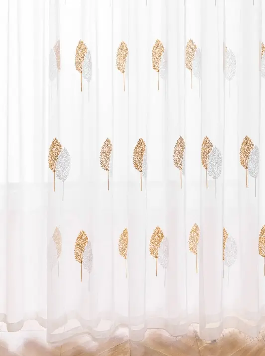 Cortinas De Ventana Estilo Europeo Bordadas Con Doble Hoja Para Sala De Estar Comedor Dormitorio Translúcidas De Poliéster 100% - 1
