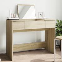 vidaXL Tocador con espejo 100x45x76 cm en color Negro/Gris sonoma/Gris hormigón y más | decorativo de pared para baño dormitorio recibidor moderno - details 4