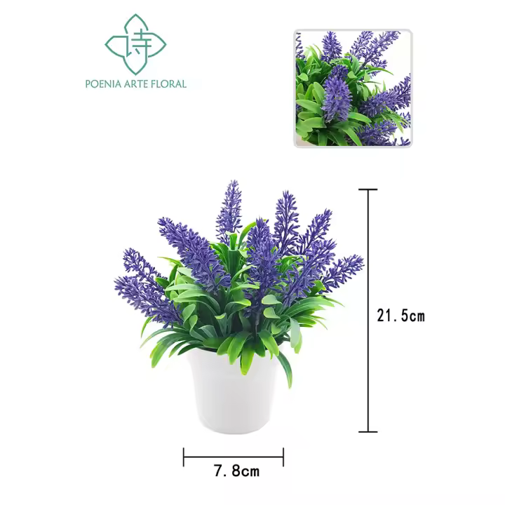 Poenia Arte Floral - Lavanda Artificial en Maceta 2PCS - REF 210113R - Decoración Duradera - 1