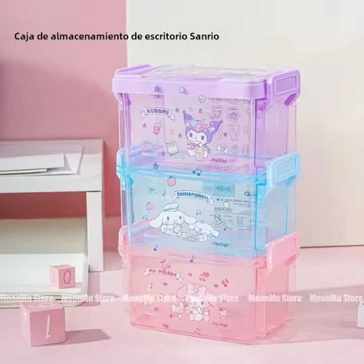 Set De 3 Cajas De Almacenamiento Para Escritorio Sanrio Con Kuromi Cinnamoroll Y My Melody Organizador De Joyería De Tela De Algodón Para Decoración Del Hogar Y Estudio - 1