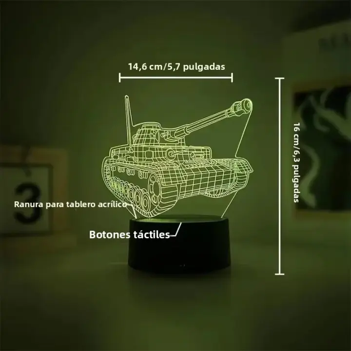 Lámpara De Ilusión Optica 3D Luz Nocturna Para El Dormitorio Con Toque Y Cambio De Color Ambiental 7 Colores Incluida Batería - 1