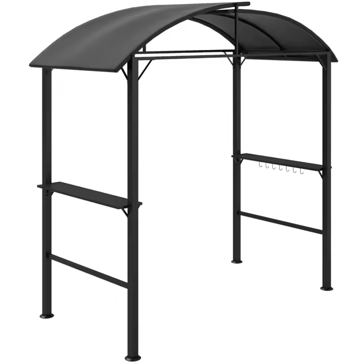 Gazebo de Barbacoa 233x110x235 cm Gazebo de Jardín a prueba de Viento with Doble Techo, tienda de Barbacoa de Fiesta, Gris Oscuro - 1