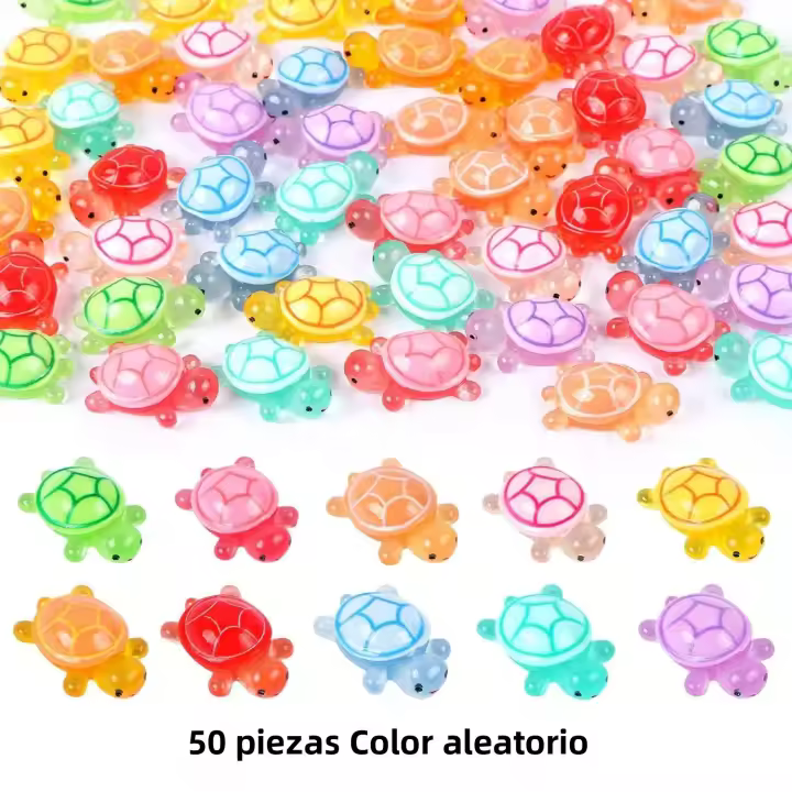 50/100 Pcs Encantadores Mini Tortugas Luminosas Para Decoración De Hogar Y Jardín Juguetes Para Niños Ornamentos Miniatura De Tortuga Que Brilla En La Oscuridad - 1