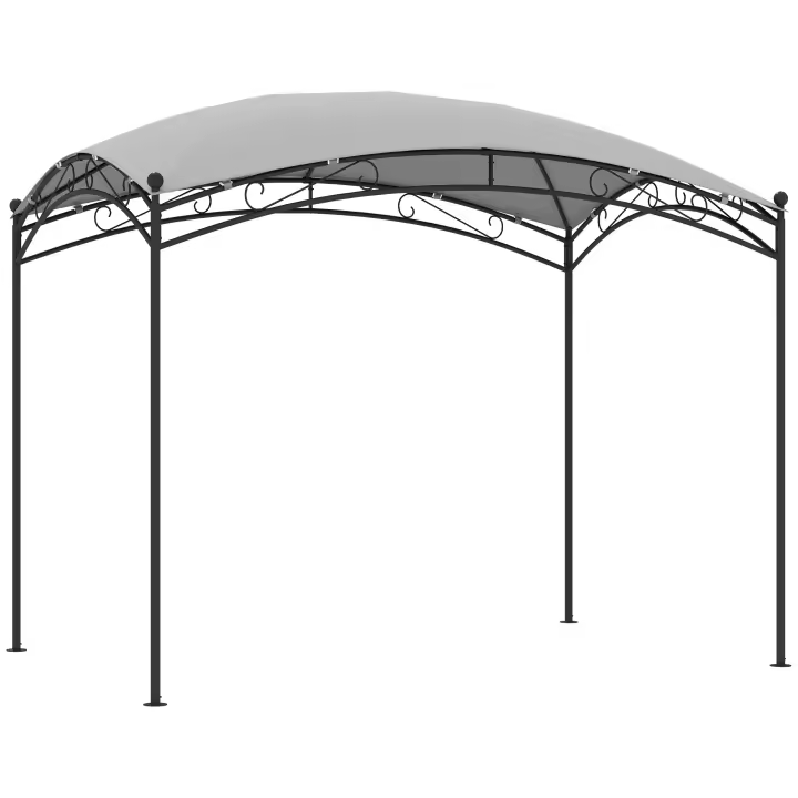 Outsunny Cenador para Jardín 3x2 m Pérgola de Jardín Gazebo con Cúpula Elegante y Estructura Metálica Impermeable Carpa para Exterior Terraza Patio Gris - 1
