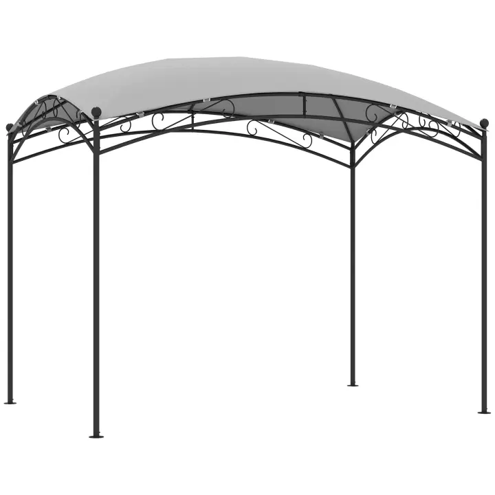 Outsunny Cenador para Jardín 3x2 m Pérgola de Jardín Gazebo con Cúpula Elegante y Estructura Metálica Impermeable Carpa para Exterior Terraza Patio Gris - 1