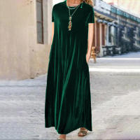 Vestido Largo De Cuello Redondo En Velours Dorado Para Primavera Estilo Europeo Y Americano Ajustado Con Decoración De Salón De Oficina - details 1
