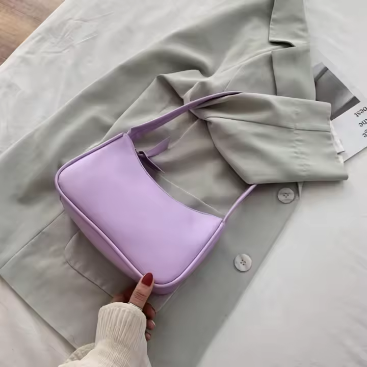 Bolso De Hombro Para Mujer Estilo Retro De Cuero PU Forma De Baguette Con Lazo Cerrado Por Cremallera Bolso Suave De Negocios - 1