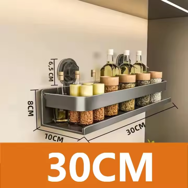 Estante De Cocina Con Ventosa Aluminio Organizador De Especias No Perforado Soporte Para Muro Espacio De Guardado Para Cocina - 1