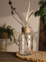 Vaso De Cristal Rustico Colgante Con Correa De Malla Para Flores Secas Decoración De Hogar Para Sala De Estar Y Mesas Transparente Boho Vintage - details 15